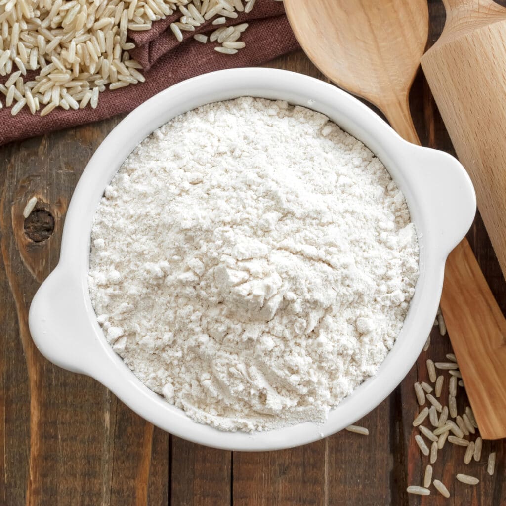 Rice Flour in a Bowl