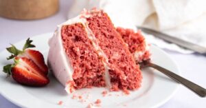 Slice of Sweet Homemade Paula Deen Strawberry Cake