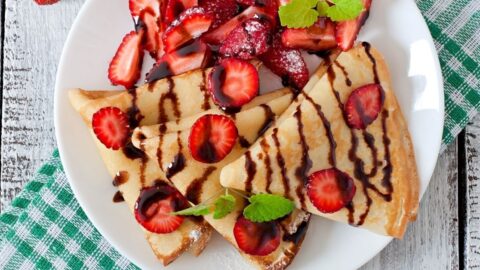 Soft Cassava Flour Pancakes with Strawberries