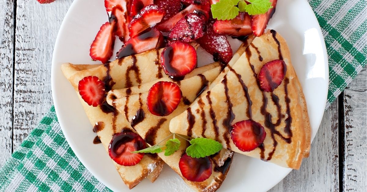 Soft Cassava Flour Pancakes with Strawberries