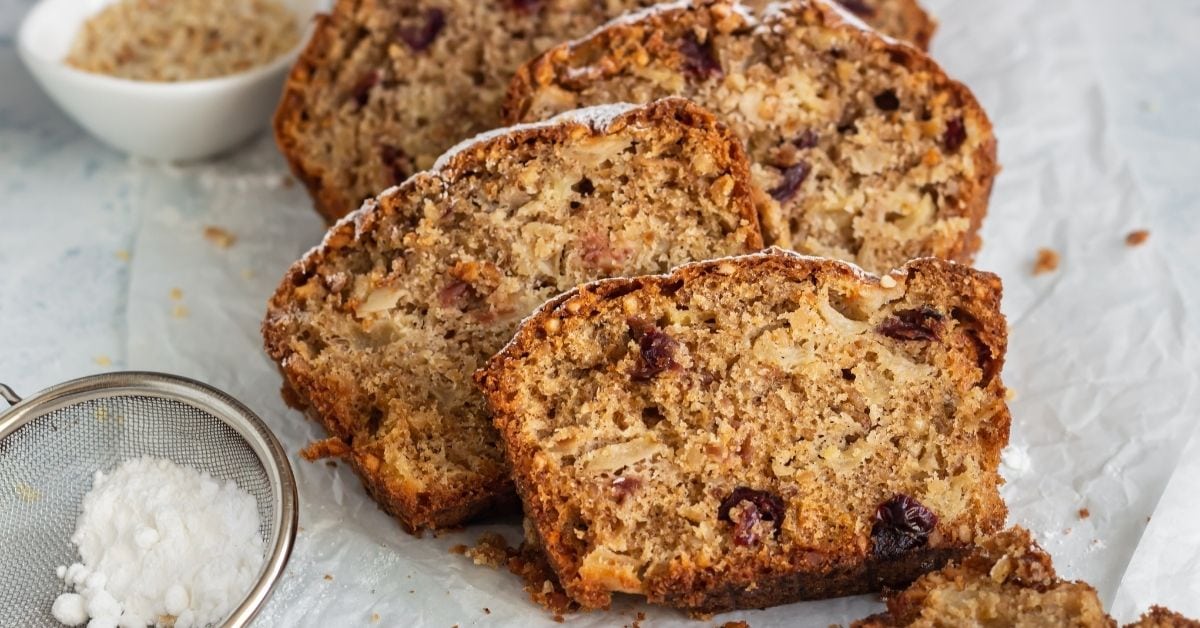 Spicy Apple Loaf Cake with Nuts and Dried Cranberries