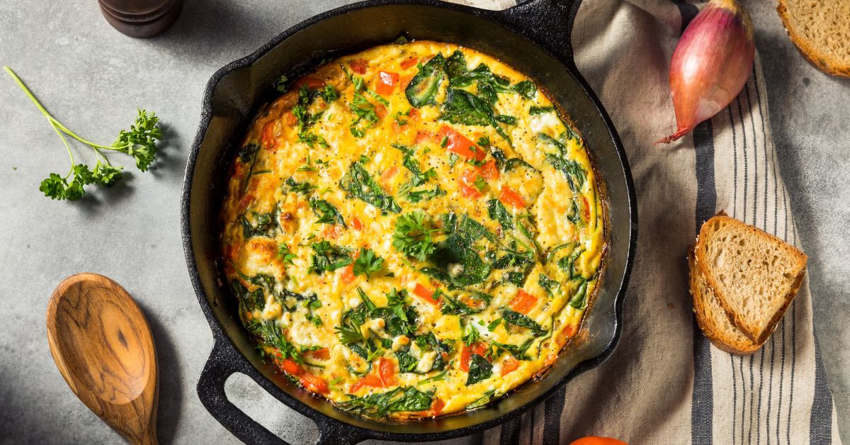 Spinach and Egg Breakfast Frittata in a Skillet