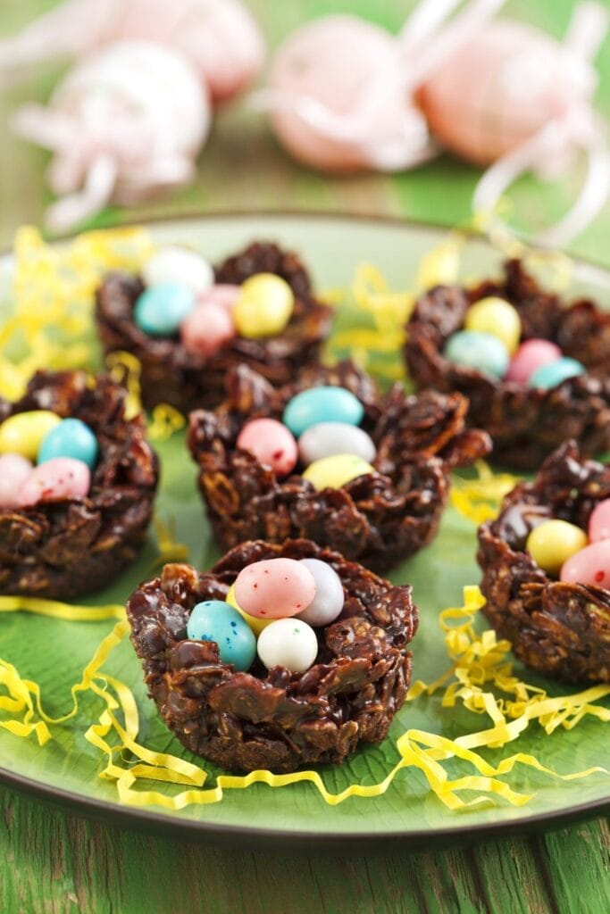 Keto Easter Desserts featuring Sweet Chocolate Nest with Mini Eggs
