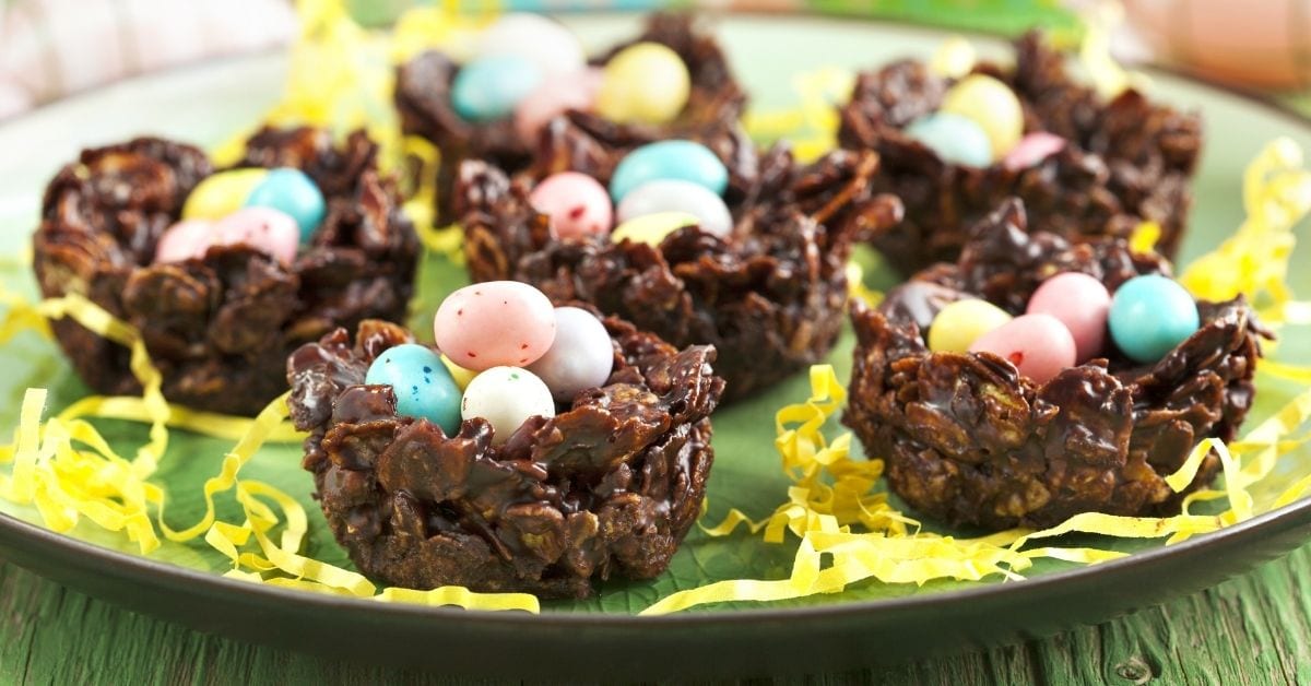 Sweet Homemade Easter Chocolate Nest with Egg Candies