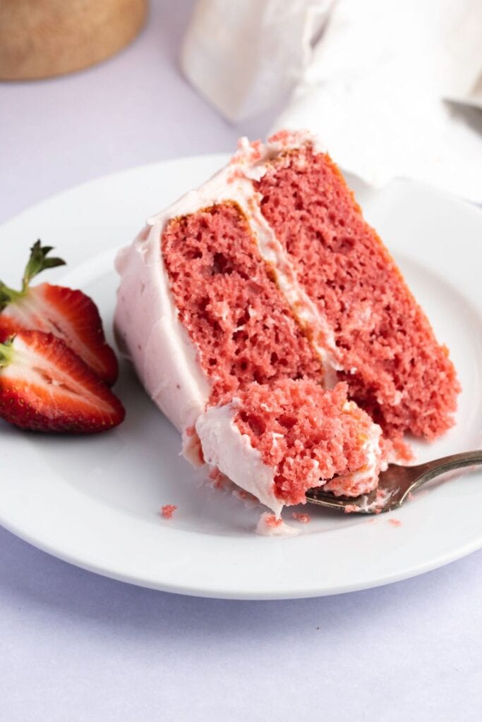 Sweet Homemade Strawberry Cake with Fresh Strawberries