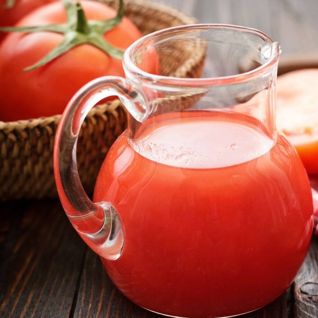 Tomato Juice in a Glass Pitcher