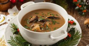 Warm Creamy Soup with Mushrooms