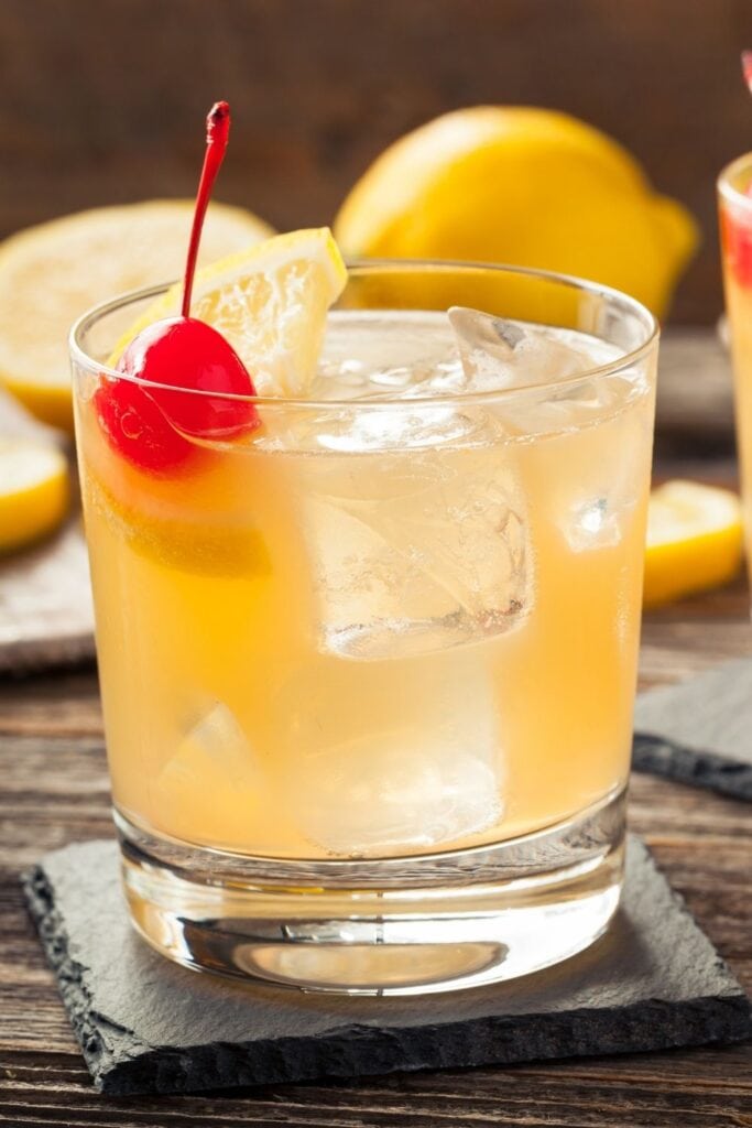 Whiskey Sour Cocktail with Cherry