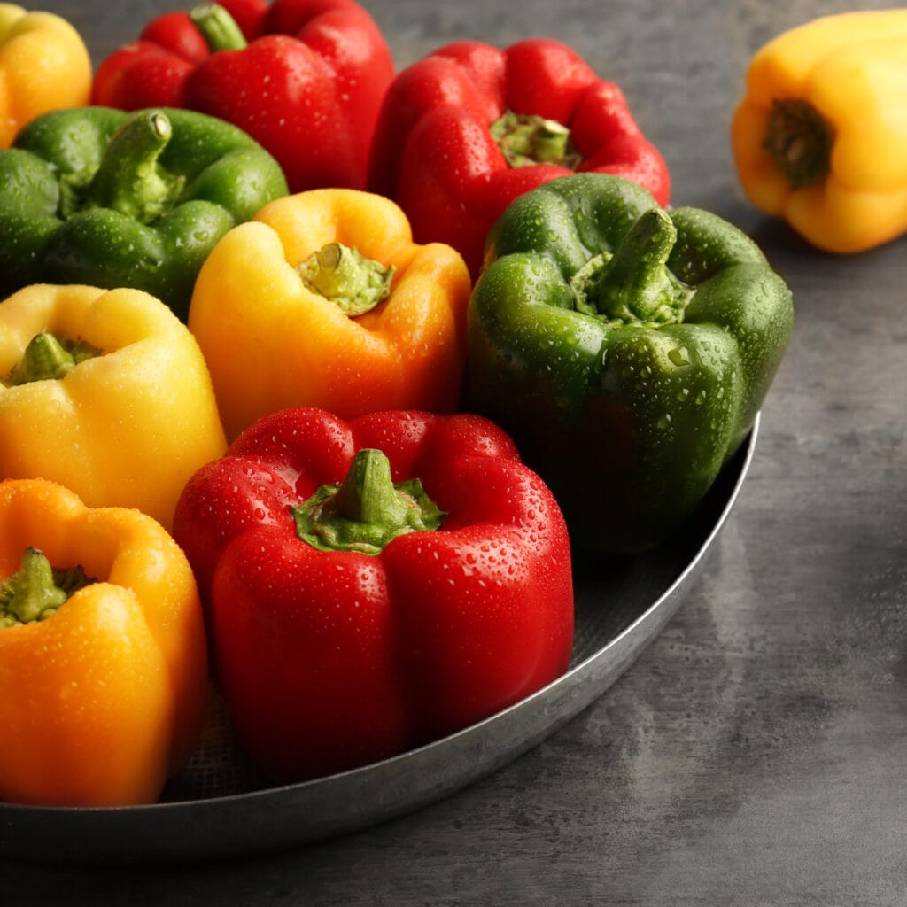 Yellow, Red and Green Bell Peppers