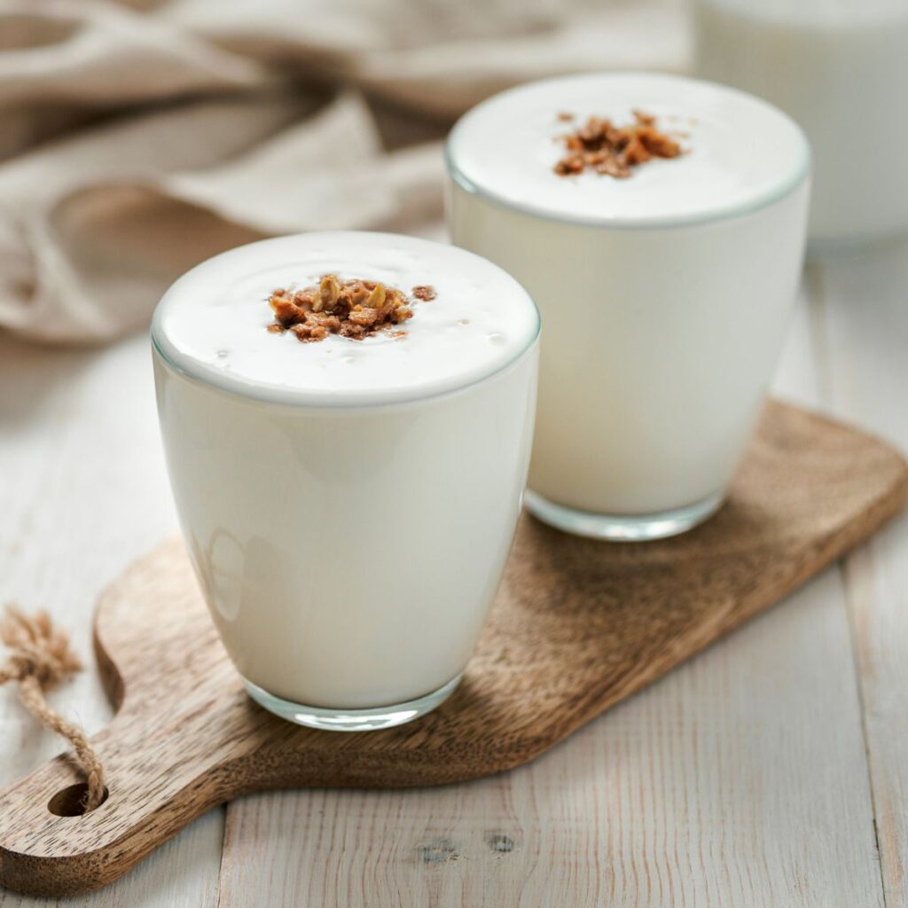 A Glass of Buttermilk with Granola