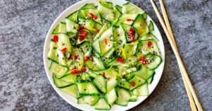 Appetizing Cucumber Salad with Sesame and Chili Peppers