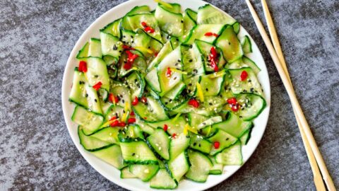 Appetizing Cucumber Salad with Sesame and Chili Peppers