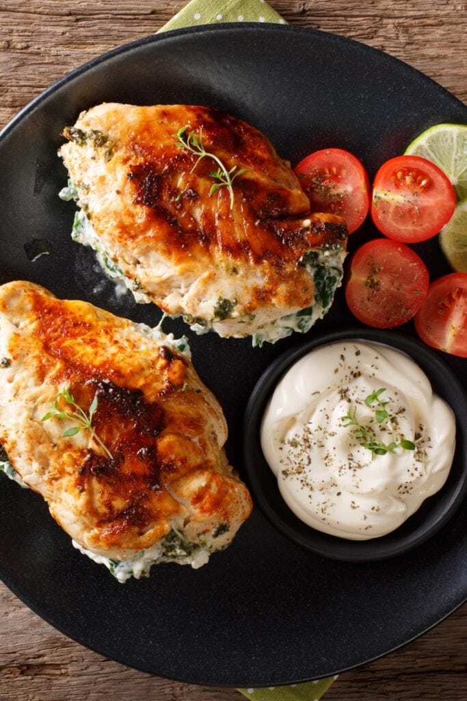 Baked Chicken Breast Stuffed with Cream Cheese and Spinach