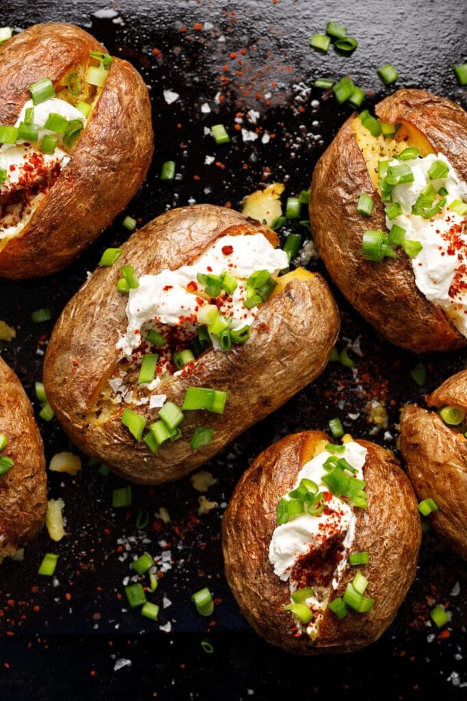 Baked Stuffed Potatoes with Cream Cheese and Green Onions