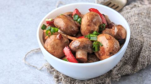 Bowl of Baby Bella Mushrooms with Vegetables