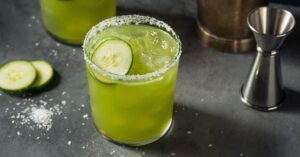 Cold and Boozy Margarita Cocktail with Cucumber