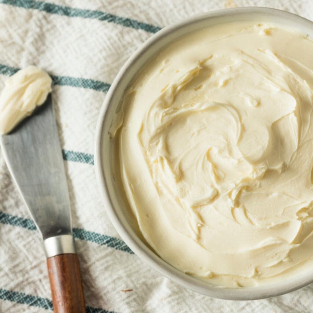 Cream Cheese On A White Bowl