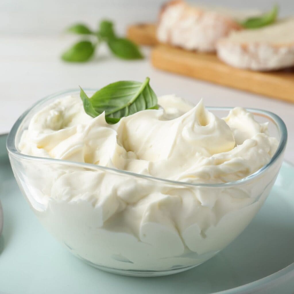 Cream Cheese in a Glass Bowl