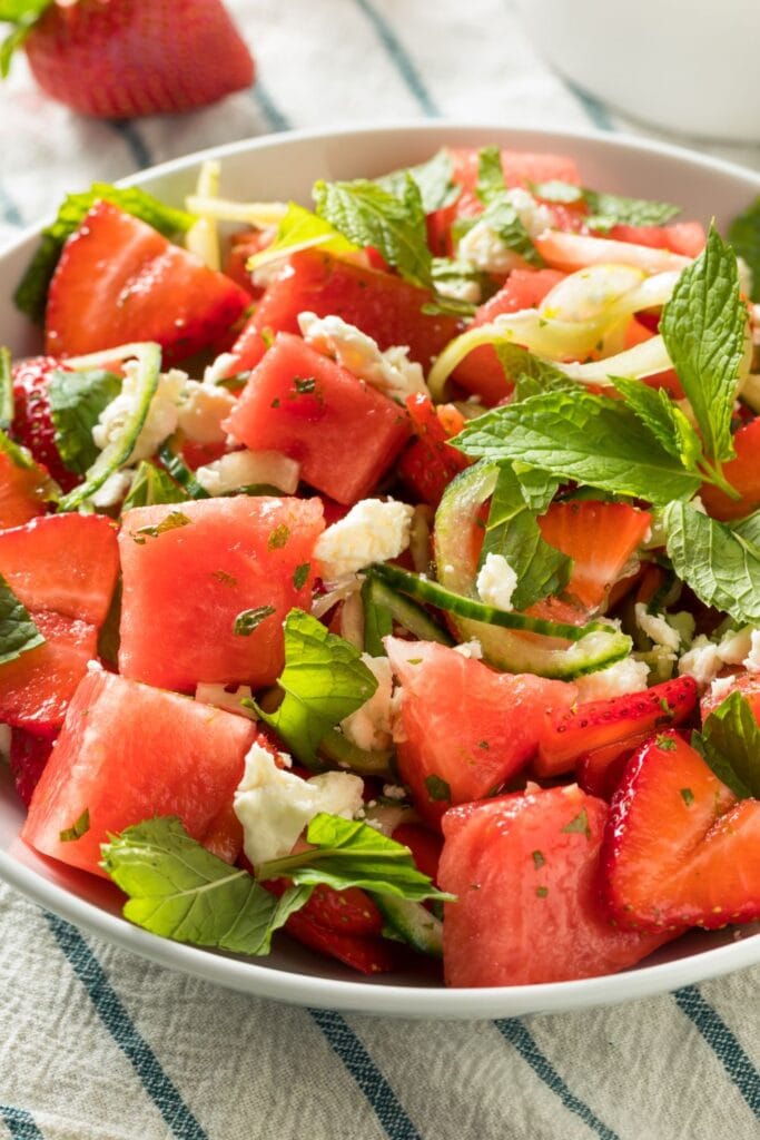 Cucumber and Watermelon Salad with Feta Cheese
