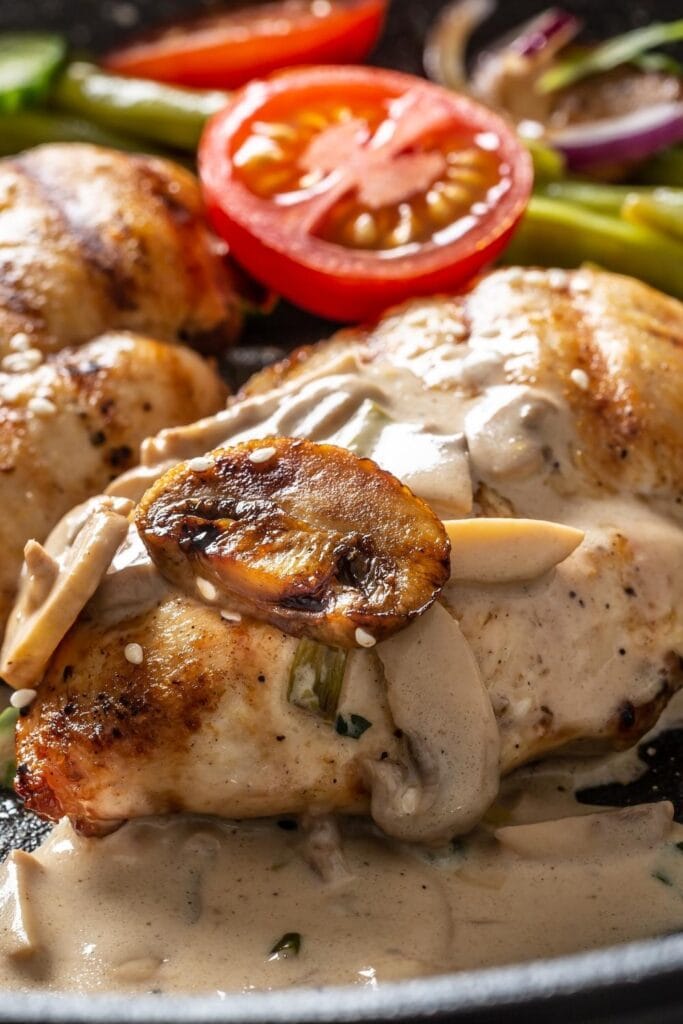 Grilled Chicken Fillet with Mushrooms and Creamy Sauce
