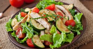 Healthy Homemade Chicken and Zucchini Salad with Tomatoes