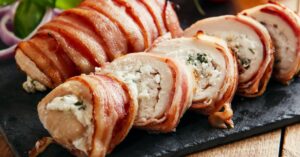 Homemade Bacon Wrapped Chicken Stuffed with Feta Cheese