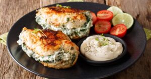 Homemade Baked Chicken Breast with Spinach and Cream Cheese