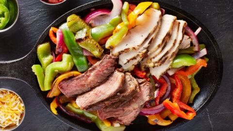Homemade Chicken and Steak Fajitas with Bell Peppers