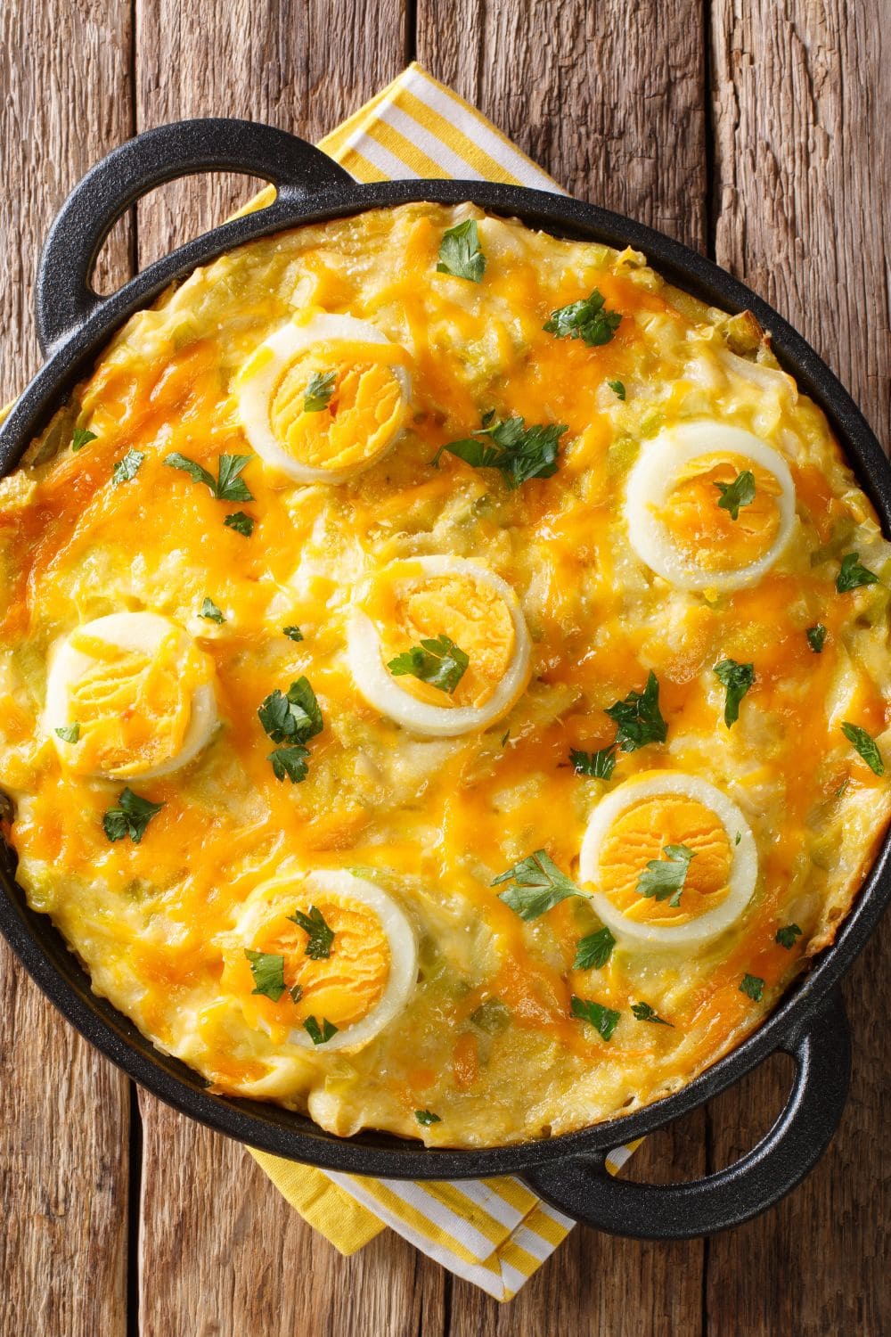 Homemade Egg Casserole with Potatoes and Cheese
