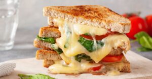 Homemade Grilled Cheese Sandwich with Tomatoes and Herbs