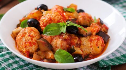 Homemade Instant Pot Ground Beef Turkey with Tomatoes, Olives and Basil