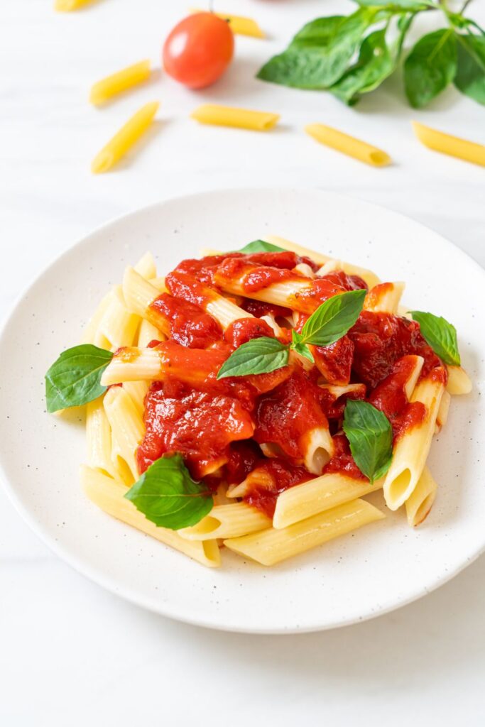 Homemade Penne Pasta with Tomato Sauce