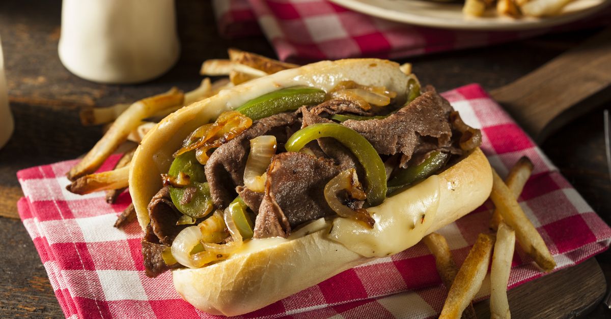 Homemade Philly Cheesesteak with Beef and Pepper