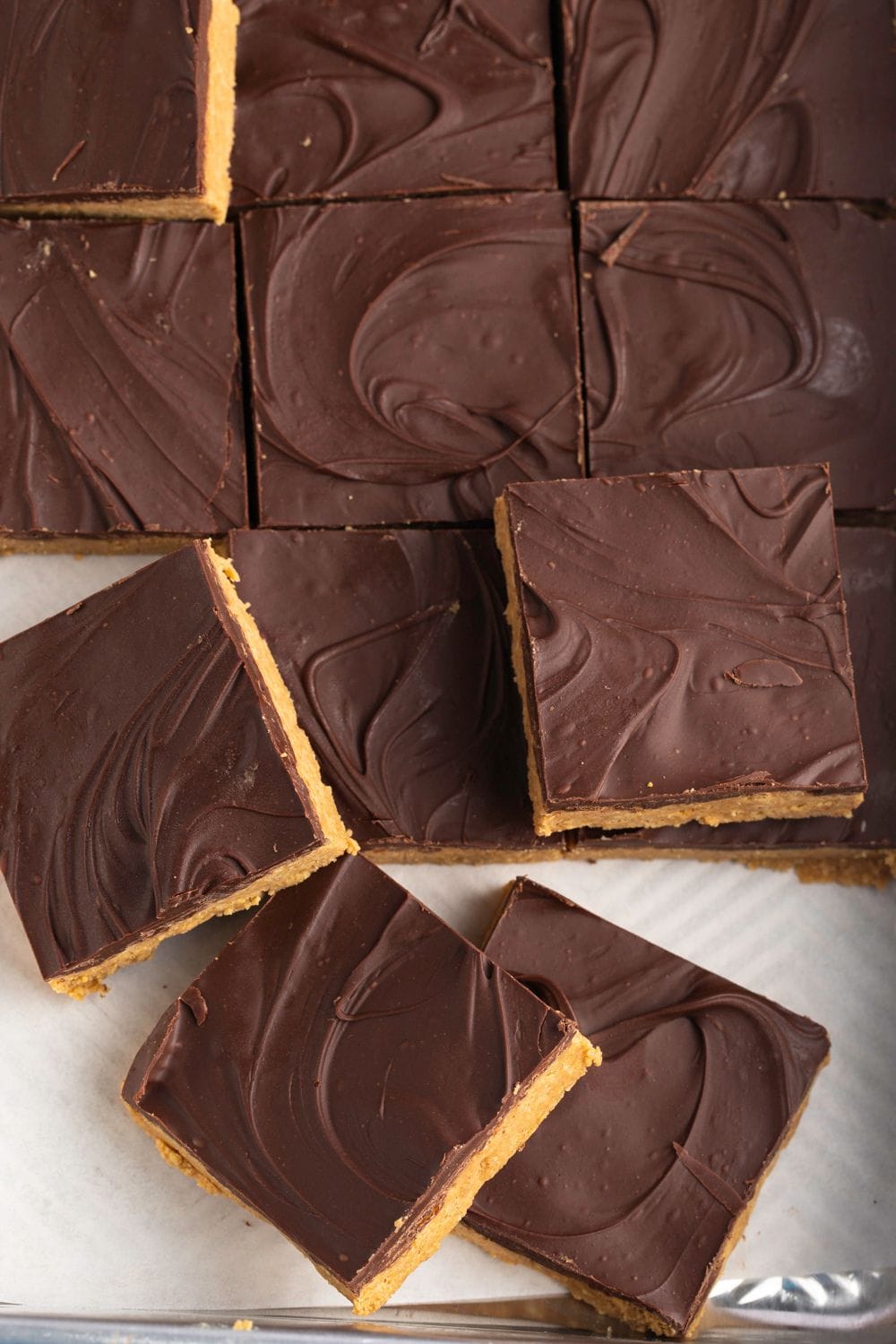 Lunch Lady Peanut Butter Bars in a Baking Pan