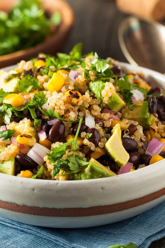 Quinoa Salad with Beans, Corn and Avocados