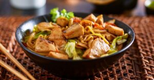 Savory Yakisoba Chicken with Cabbage