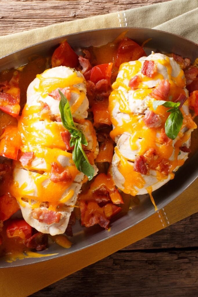 Spicy Chicken Breast Stuffed with Bacon, Tomatoes and Cheese