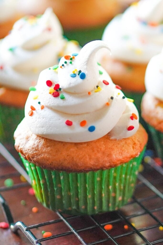 Birthday Cupcake Ideas featuring Vanilla Cupcakes with Sprinkles
