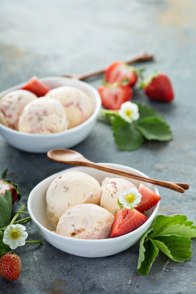 Sweet Strawberry Cheesecake Ice Cream made with Cream of Coconut