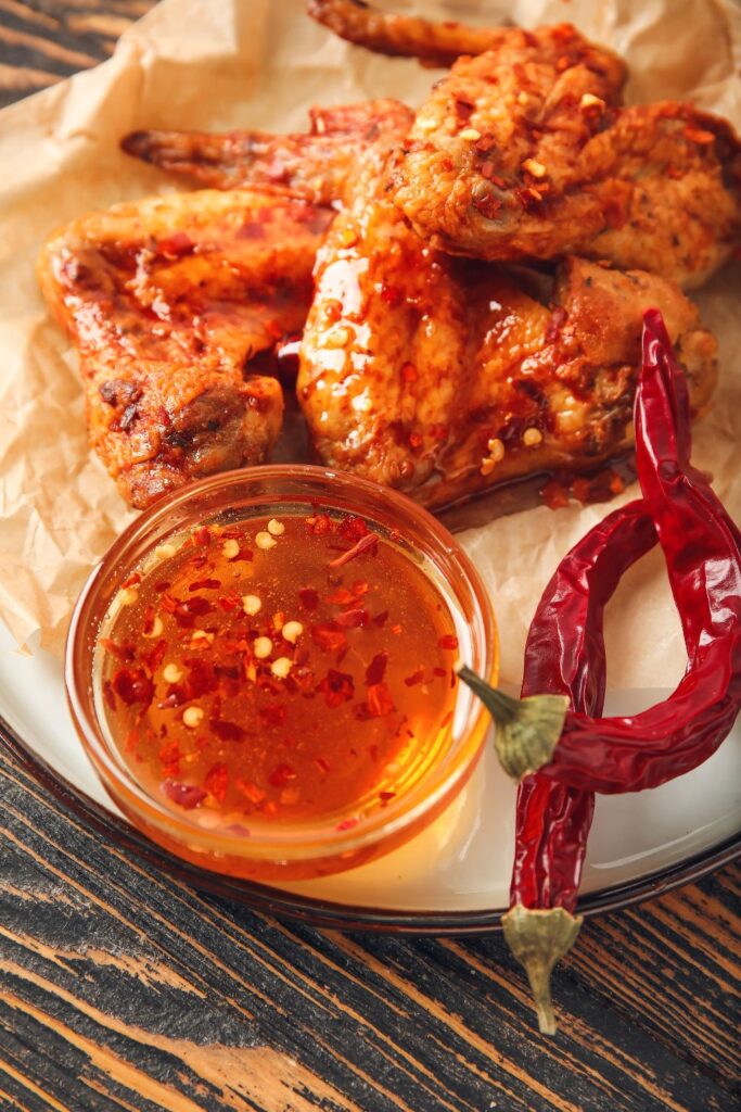 Sweet and Spicy Hot Honey with Chicken Wings