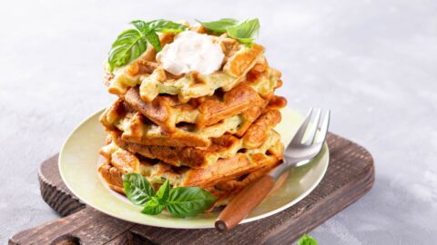 Vegan Cheese and Zucchini Waffle with Sour Cream