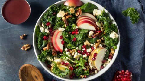 Autumn Pomegranate Apple Salad with Kale