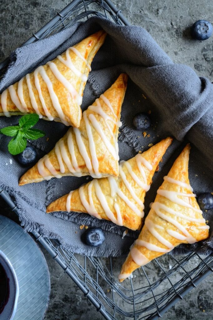 Blueberry Puff Pastry Turnovers with Lemon Glaze