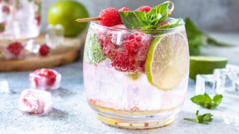 Boozy Homemade White Claw Hard Seltzer with Raspberries and Lime