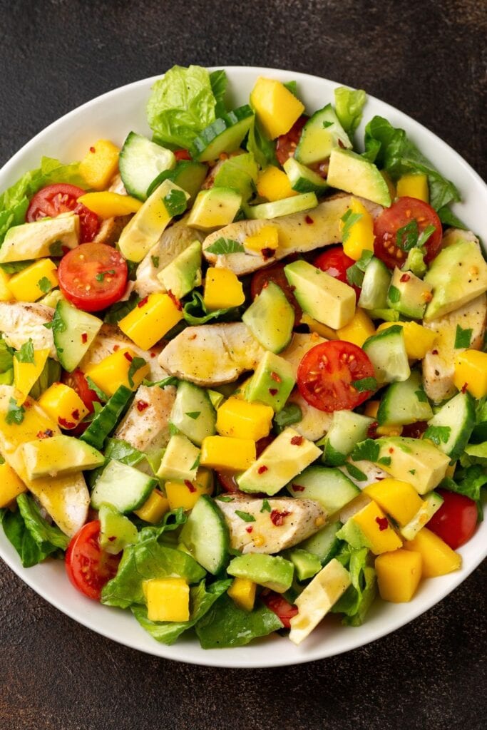 Chicken Mango Salad with Cucumber and Tomatoes