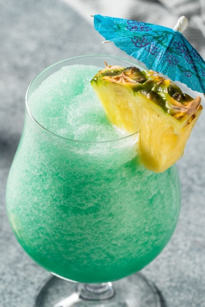 Frozen Blue Hawaiian Cocktail with Pineapple