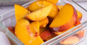Frozen Sliced Peaches in a Clear Container