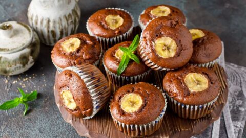 Healthy Homemade Chocolate Banana Muffins