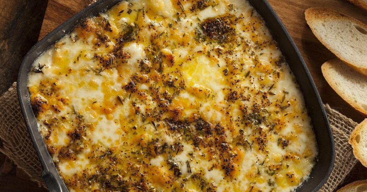 Homemade Baked Fontina Cheese Dip with Toasted Bread