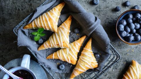 Homemade Blueberry Puff Pastry Turnovers with Lemon Glaze